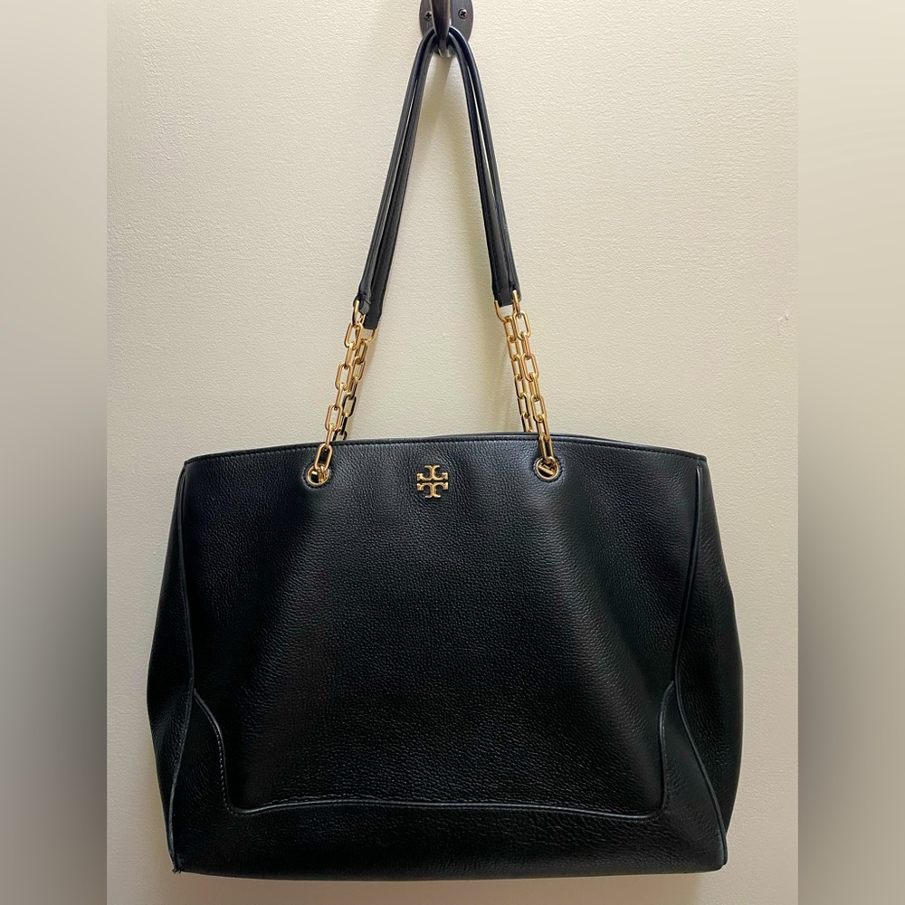 Tory Burch Black Shoulder Bag with Gold Accents